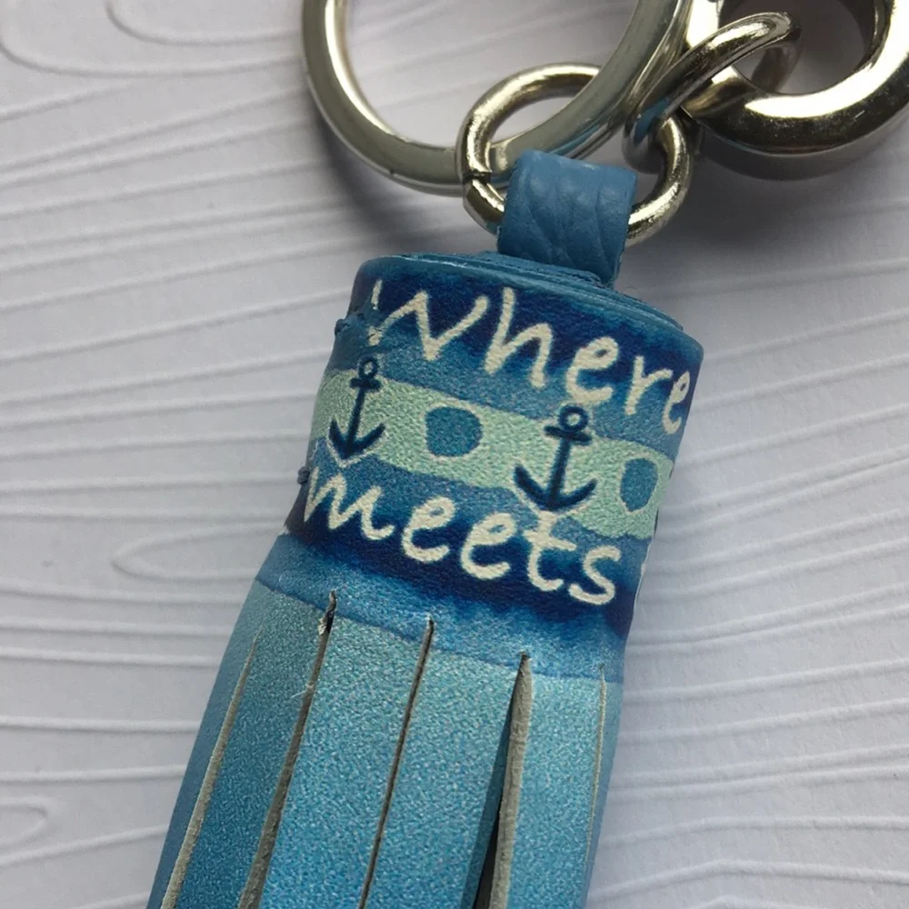 Brighton Retired Sea Meets Sky Leather Key Fob Bag Charm